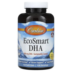 DHA 500 мг, Carlson EcoSmart DHA, лимон, 120 гелевых капсул
