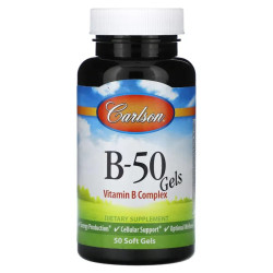 Вітамін B-50 гелеві капсули, Carlson Vitamin B-50 Gels, 50 гелевих капсул
