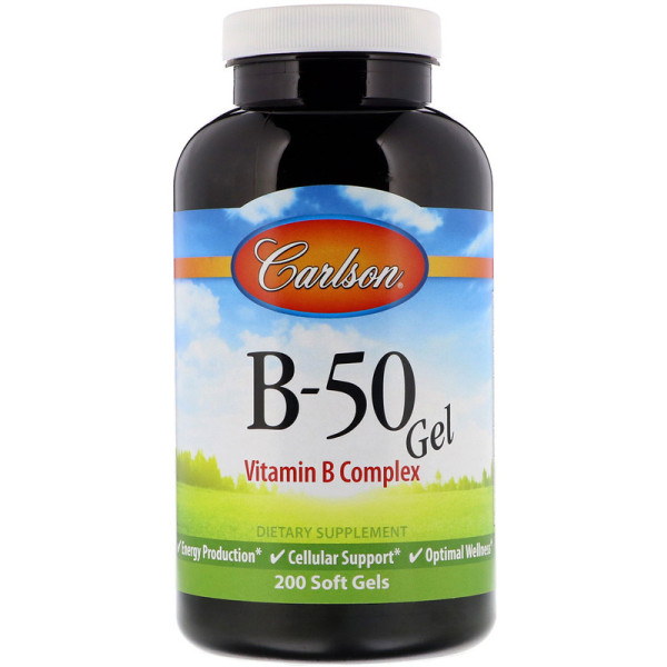 Вітамін В-50 (комплекс), Vitamin B, Carlson, 200 капсул