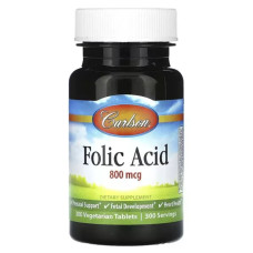 Фолієва кислота 800 мкг, Carlson Folic Acid, 300 вегетаріанських таблеток
