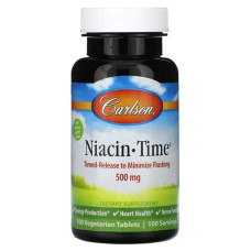 Ніацин 500 мг, Carlson Niacin-Time, 100 вегетаріанських пігулок