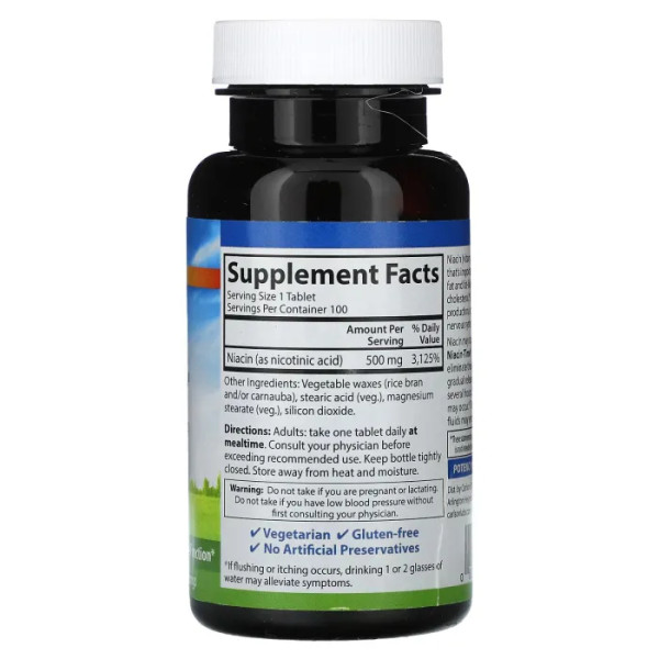 Ніацин-тайм (Вітамін В3), Niacin-Time, Carlson, 500 мг, 100 вегетаріанських таблетки
