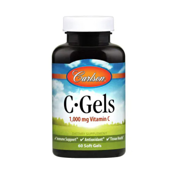 Вітамін C, C-Gel, Carlson, 1000 мг, 60 гелевих капсул