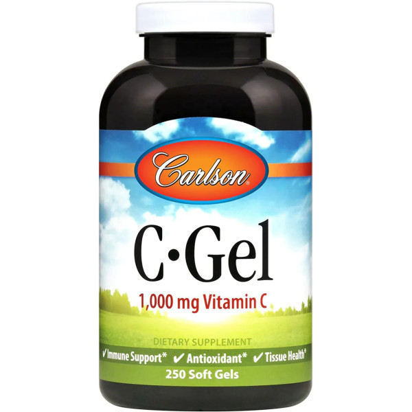 Вітамін С (аскорбінова кислота), C-Gel, Carlson, 1000 мг, 250 гелевих капсул