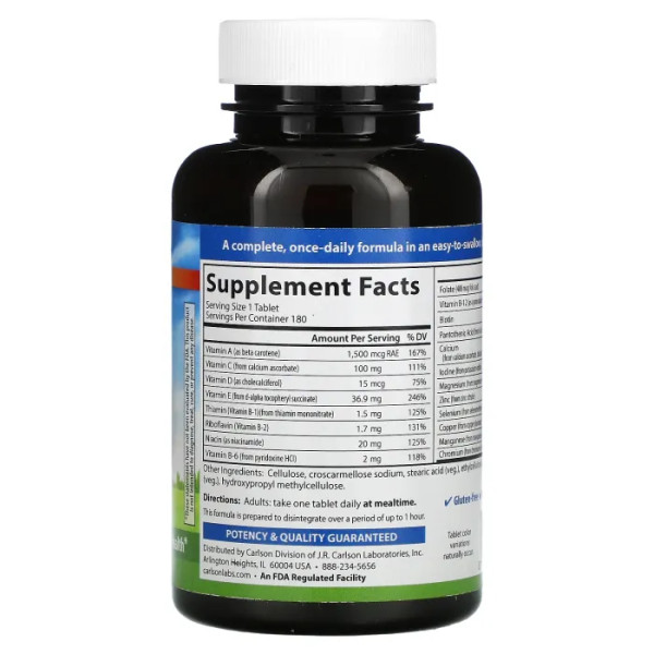Витамины и минералы без железа, Mini-Multi, Carlson, 180 таблеток