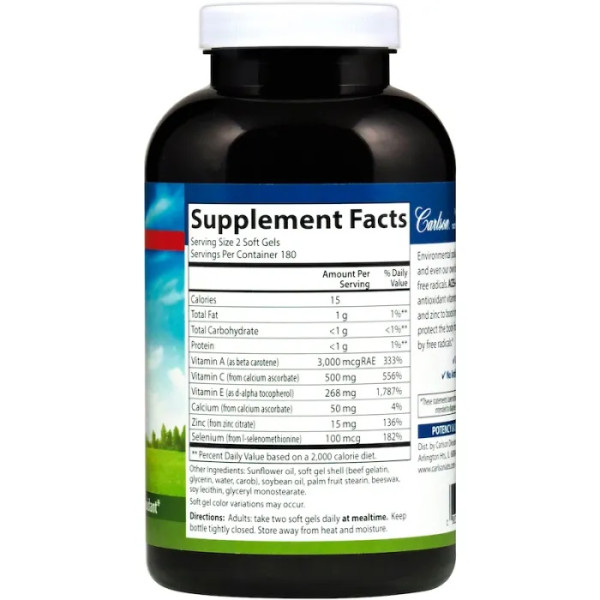 Витамины А, С, Е плюс цинк, Aces + Zn, Carlson, 360 капсул