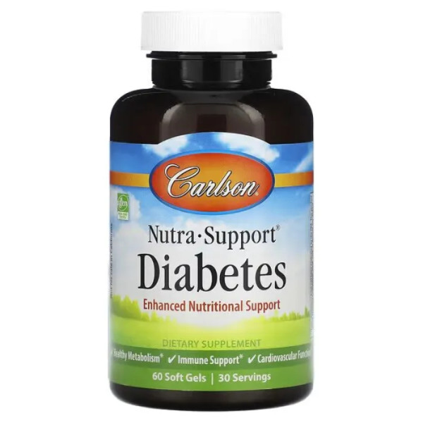Добавка для підтримки діабету, Nutra-Support Diabetes, Carlson, 60 гелевих капсул
