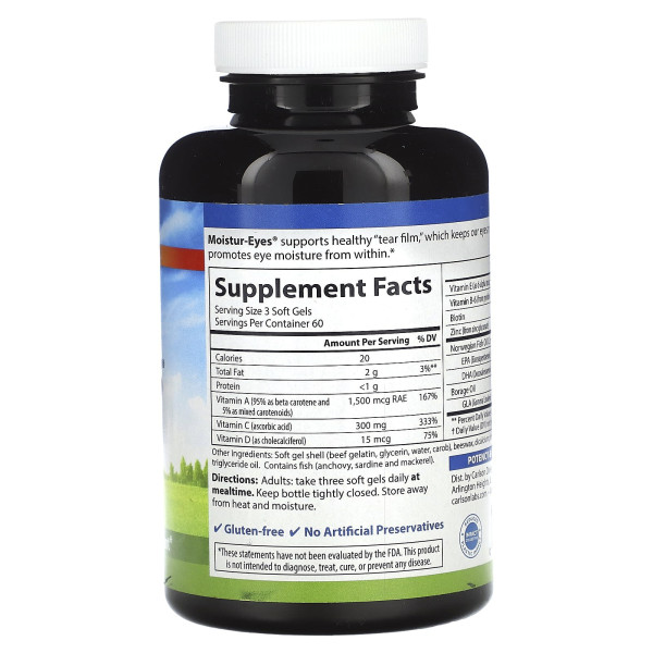 Вітаміни для очей, Moisture-Eyes, Carlson, 180 гелевих капсул