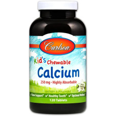 Жувальний кальцій для дітей, Carlson Kid's Chewable Calcium, ваніль, 250 мг, 120 таблеток