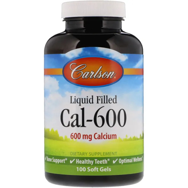 Кальцій, Liquid Filled Cal, Carlson, 600 мг, 100 капсул