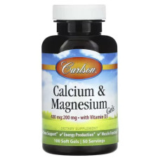 Кальций и магний с витамином D3, Carlson Calcium & Magnesium Gels With Vitamin D3, 100 гелевых капсул