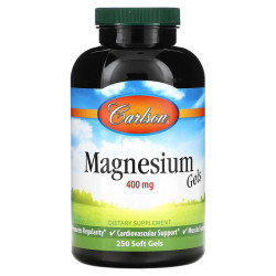 Магний оксид, Carlson Magnesium Gels, 400 мг, 250 гелевых капсул