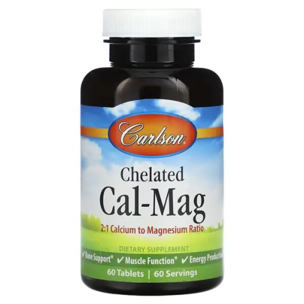 Кальцій та магній, Chelated Cal-Mag, Carlson, хелатний, 60 таблеток
