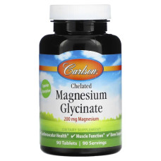 Магний глицинат 200 мг, хелатированный, Carlson Chelated Magnesium Glycinate, 90 таблеток