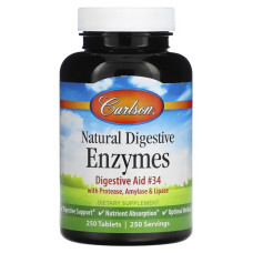 Травні ферменти натуральні, Carlson Natural Digestive Enzymes, 250 таблеток