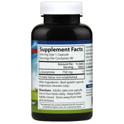 L-глутамін 750 мг, Carlson L-Glutamine, 90 капсул