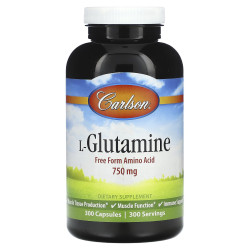 Л-глутамін, Carlson L-Glutamine, 750 мг, 300 капсул
