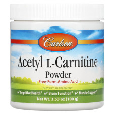 Ацетилкарнитин, Carlson Acetyl-L-Carnitine, порошок аминокислоты, 100 г.