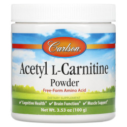 Ацетилкарнітин, Carlson Acetyl-L-Carnitine, порошок амінокислоти, 100 г.