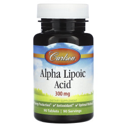Альфа-липоевая кислота 300 мг, Carlson Alpha Lipoic Acid, 90 таблеток