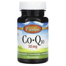 Коензим Q10 50 мг, Carlson CoQ10, 120 гелевых капсул