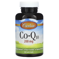 Коэнзим Q10 200 мг, Carlson CoQ10, 90 гелевых капсул