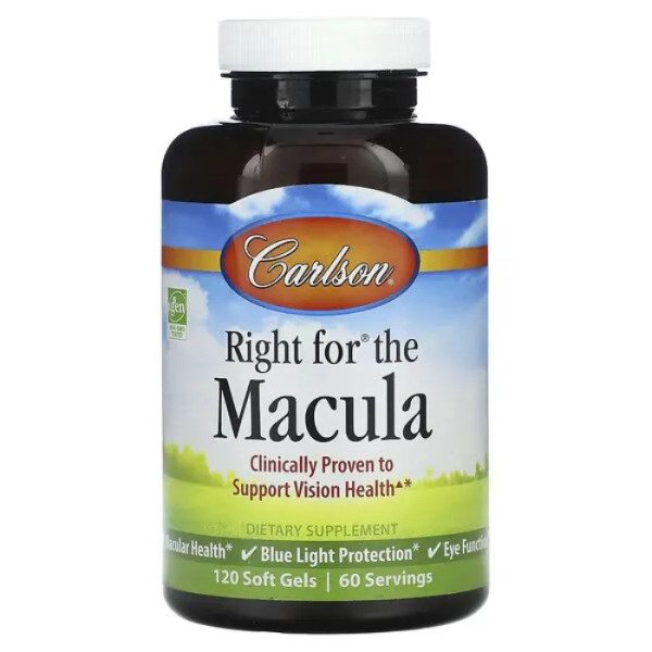 Підтримка здоров'я зору, Right for the Macula, Carlson, для макули, 120 гелевих капсул
