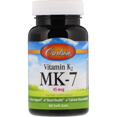 Вітамін K2 MK-7 45 мкг, Carlson Vitamin K2 MK-7, 90 гелевих капсул