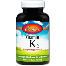 Вітамін K2 MK7 45 мкг, Carlson Vitamin K2 MK 7, 180 м'яких капсул