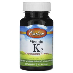 Вітамін K2 90 мкг, Carlson Vitamin K2, 60 гелевих капсул