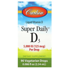 Вітамін D3 5000 МО, Carlson Vitamin D3, 90 вегетаріанських крапель, 2,54 мл