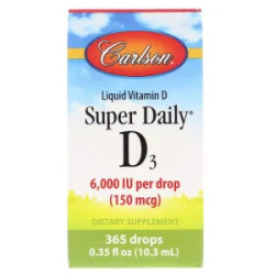 Витамин D3 6000 МЕ, Vitamin D3 Carlson, 10,3 мл