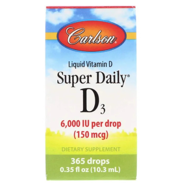Вітамін D3, Vitamin D3, Carlson, 6,000 МО, 10.3 мл