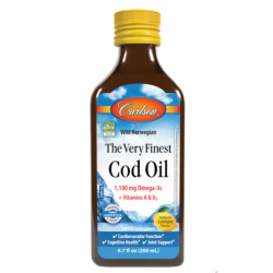 Жир печени трески 1100 мг с витаминами A и D3, вкус лимон, Carlson The Very Finest Cod Oil, норвежский рыбий жир, 200 мл