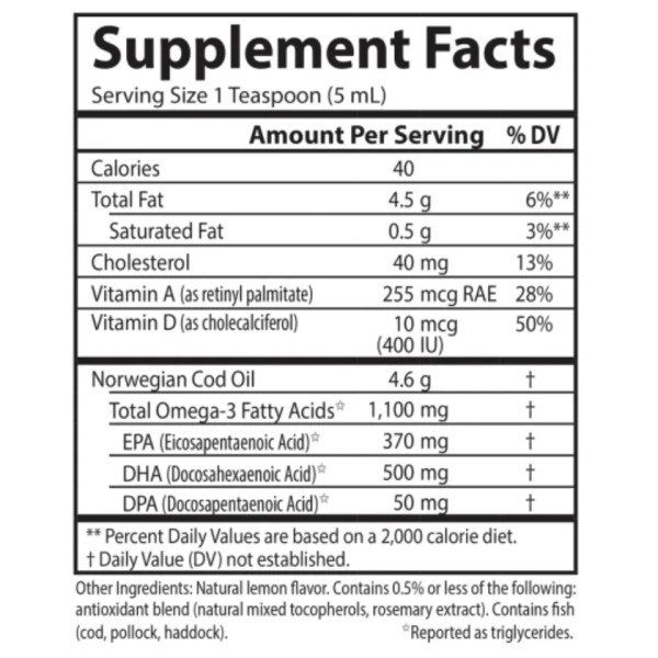 Омега-3 + вітаміни A і D3, The Very Finest Cod Oil, Carlson, норвезький риб'ячий жир, 1100 мг, лимон, 200 мл