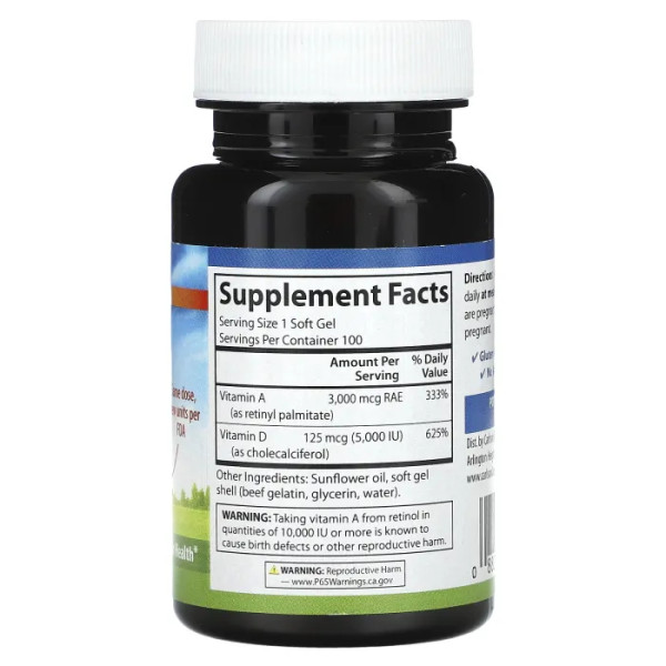 Вітаміни А та D, Vitamins A & D, Carlson, 100 гелевих капсул