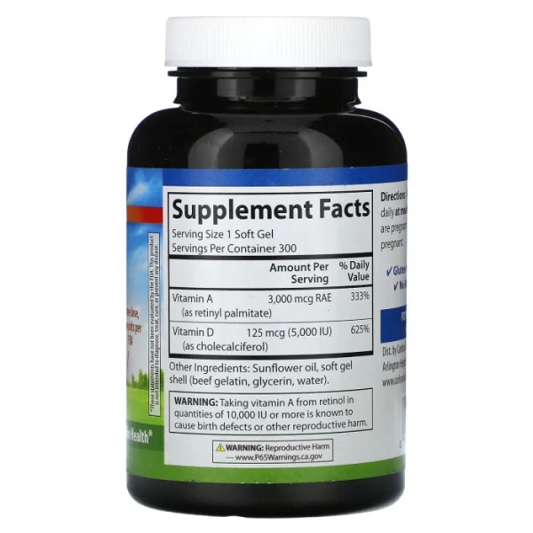 Вітаміни А та D, Vitamin A & D, Carlson, 300 гелевих капсул