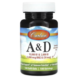 Вітаміни A та D, Carlson Vitamin A and D, 100 гелевих капсул