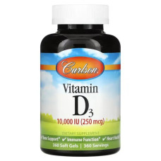 Вітамін D3 250 мкг, Carlson Vitamin D3, 360 гелевих капсул