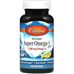 Омега-3 рыбий жир 1200 мг, Carlson Omega-3 Gems Fish Gel, 50 капсул