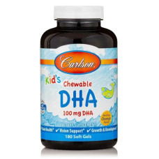 Рыбий жир для детей (жевательный DHA), Carlson Kids Chewable DHA, апельсин, 100 мг, 180 мягких капсул