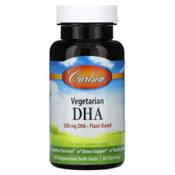 ДГК Vegetarian DHA 500 мг, Carlson Vegetarian DHA, 60 вегетарианских гелевых капсул