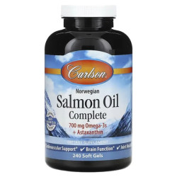 Лососевое масло, норвежское, Carlson Norwegian Salmon Oil, комплексный, 240 гелевых капсул