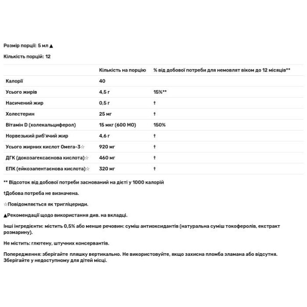 ДГК (докозагексаєнова кислота) для дітей, Norwegian Baby's DHA, Carlson, норвезька, 60 мл