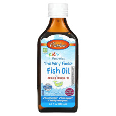 Риб'ячий жир для дітей, Carlson The Very Finest Fish Oil, натуральний смак змішаних ягід, 800 мг, 200 мл