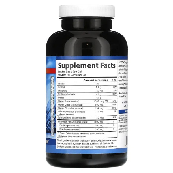 Антиоксиданти + Омега, ACES + Омега, Carlson, 180 гелевих капсул