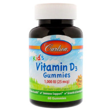 Вітамін D3 для дітей 1000 МО жувальні цукерки фруктовий смак, Carlson Vitamin D3 Gummies, 60 шт
