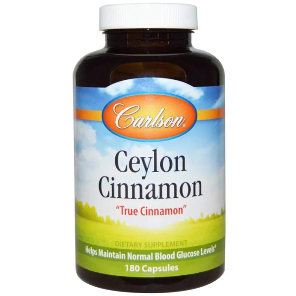 Корица, Cinnamon, Carlson, цейлонская, 180 капсул