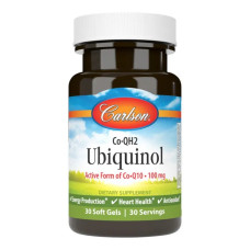 Коэнзим убихинол 100 мг, Carlson CO-QH2 Ubiquinol, 30 гелевых капсул