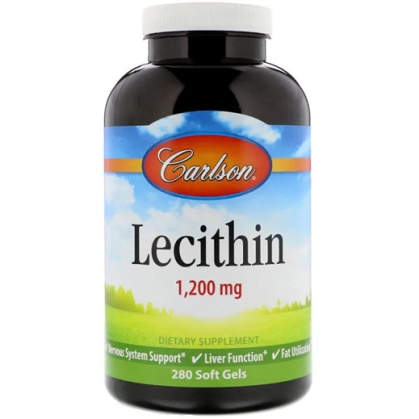 Лецитин, Lecithin, Carlson, 1200 мг, 280 капсул